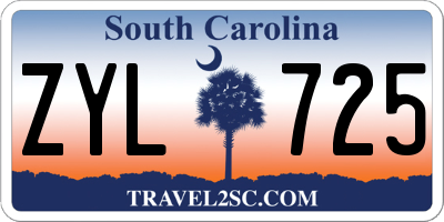 SC license plate ZYL725