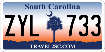 SC license plate ZYL733