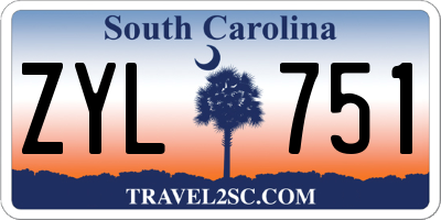 SC license plate ZYL751