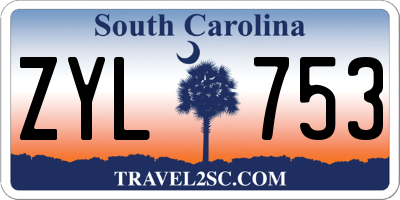 SC license plate ZYL753