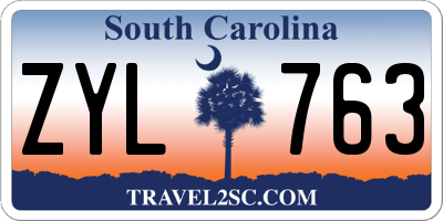 SC license plate ZYL763