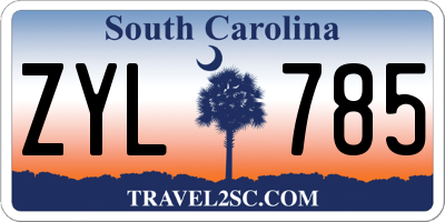 SC license plate ZYL785