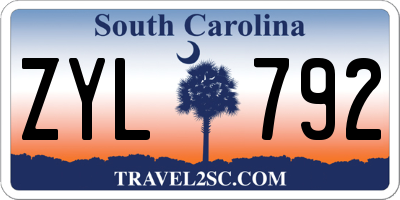 SC license plate ZYL792