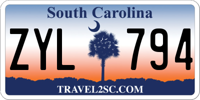 SC license plate ZYL794