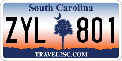 SC license plate ZYL801