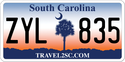 SC license plate ZYL835