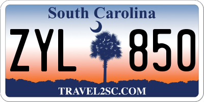 SC license plate ZYL850