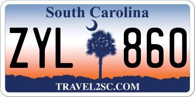 SC license plate ZYL860