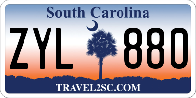 SC license plate ZYL880