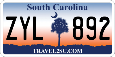 SC license plate ZYL892