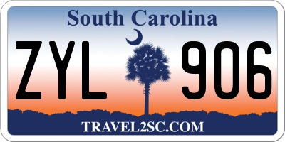 SC license plate ZYL906