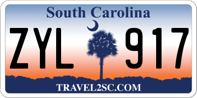 SC license plate ZYL917