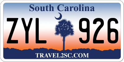 SC license plate ZYL926