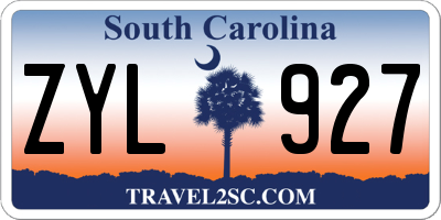 SC license plate ZYL927