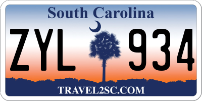 SC license plate ZYL934