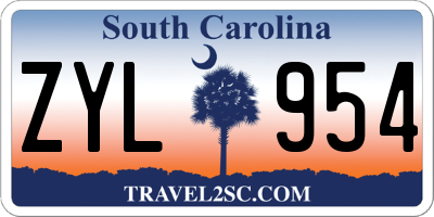 SC license plate ZYL954