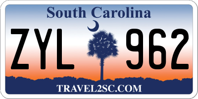 SC license plate ZYL962