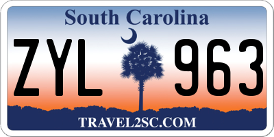 SC license plate ZYL963