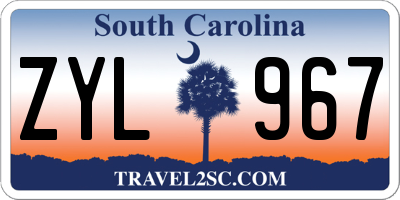 SC license plate ZYL967