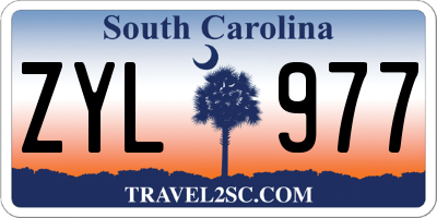SC license plate ZYL977