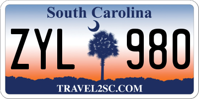 SC license plate ZYL980