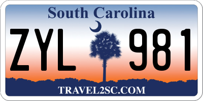 SC license plate ZYL981