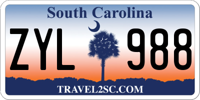 SC license plate ZYL988
