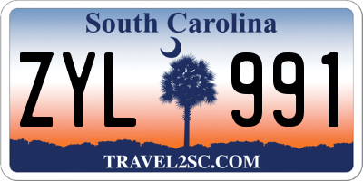SC license plate ZYL991