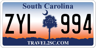 SC license plate ZYL994