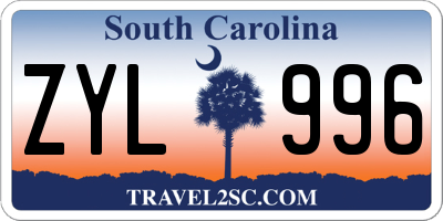 SC license plate ZYL996