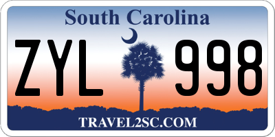 SC license plate ZYL998