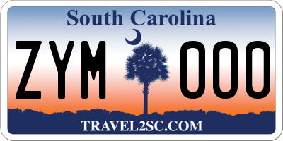 SC license plate ZYM000