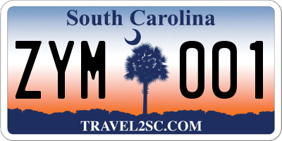 SC license plate ZYM001