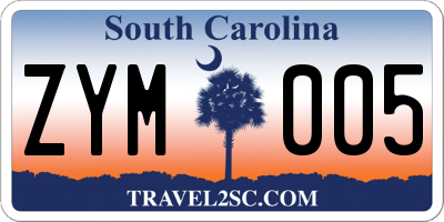 SC license plate ZYM005
