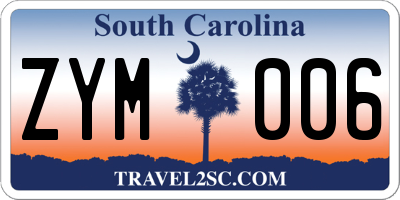 SC license plate ZYM006