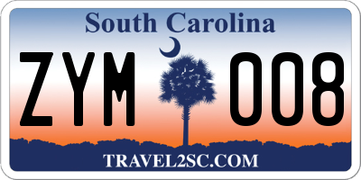 SC license plate ZYM008