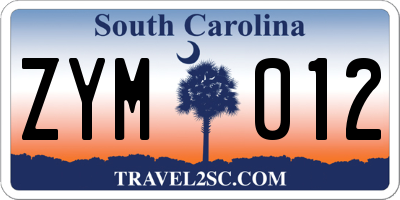 SC license plate ZYM012