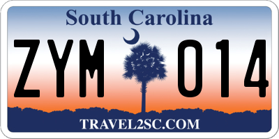 SC license plate ZYM014