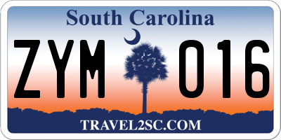 SC license plate ZYM016