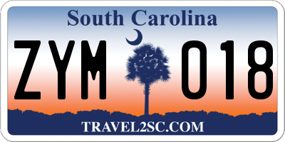 SC license plate ZYM018