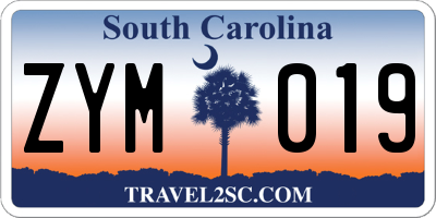 SC license plate ZYM019