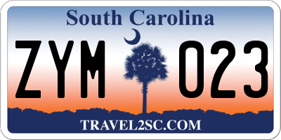 SC license plate ZYM023