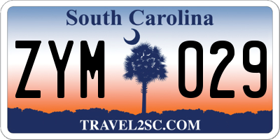 SC license plate ZYM029