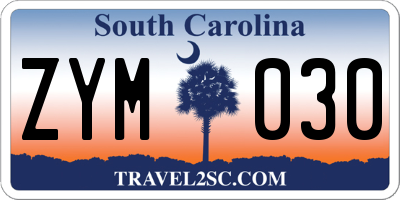 SC license plate ZYM030