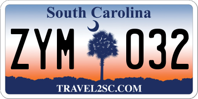SC license plate ZYM032