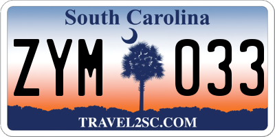 SC license plate ZYM033