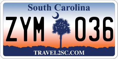 SC license plate ZYM036
