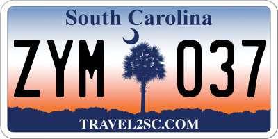 SC license plate ZYM037