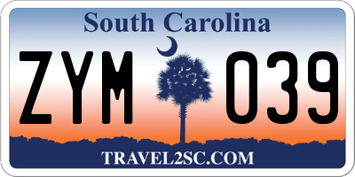 SC license plate ZYM039