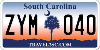 SC license plate ZYM040